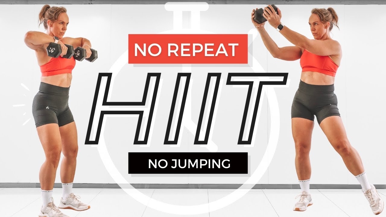 30 Min No Jumping, No Repeat HIIT With Weights