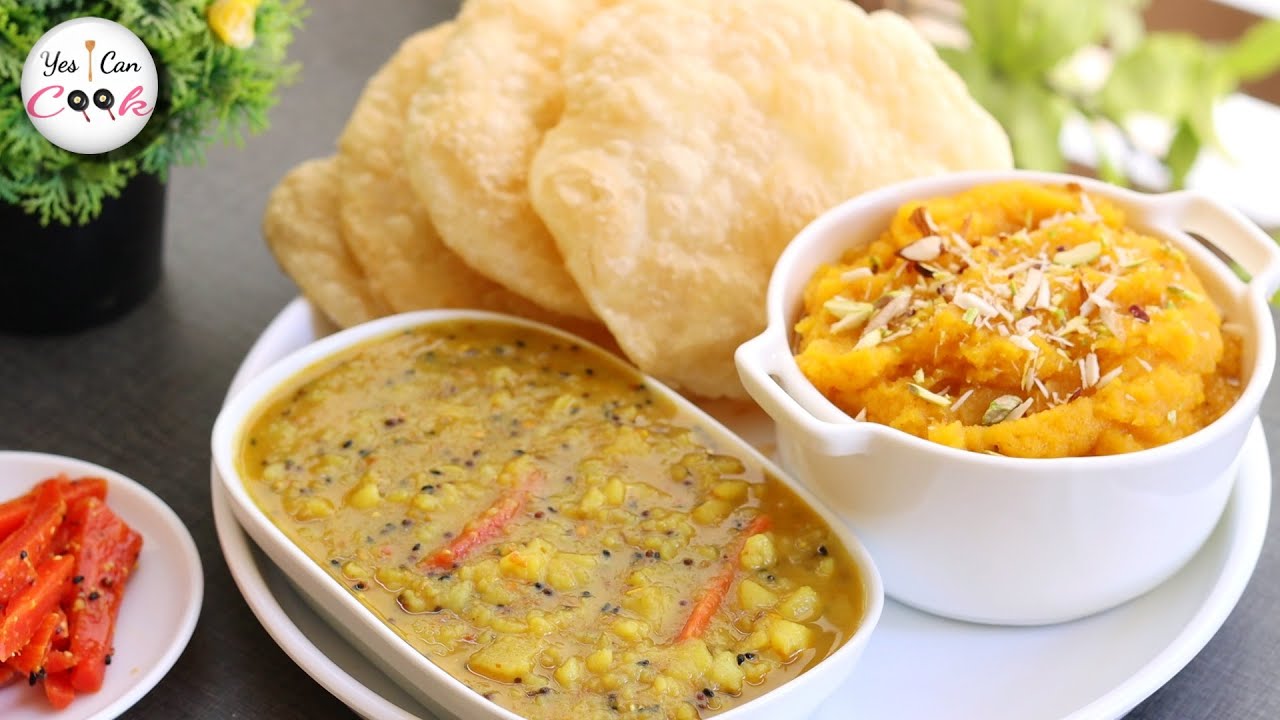 Weekend Brunch❗ ALoo ki Bhujia with Sooji ka Halwa & Poori Recipe by (YES I CAN COOK)