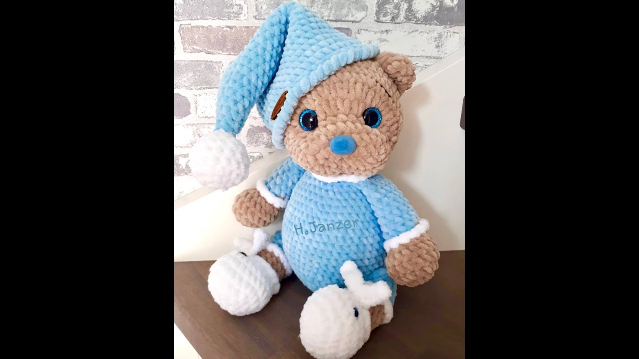 Мишка в пижамке 2 часть/ knitted bear, örme ayı, oso tejido