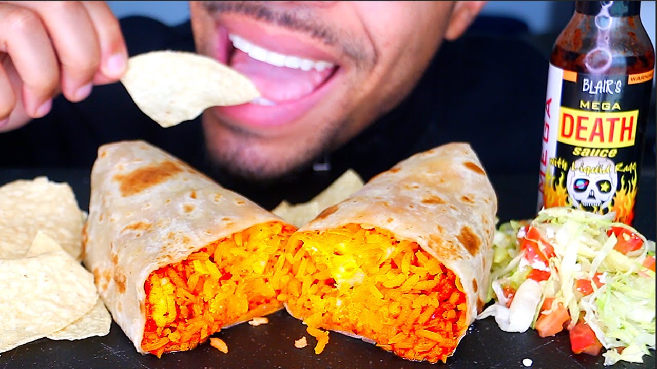 ASMR | MEXICAN EXTREME HOT MEGA DEATH SAUCE BURRITO | EATING CHALLENGE MOUTH SOUNDS NO TALKING MUKBA