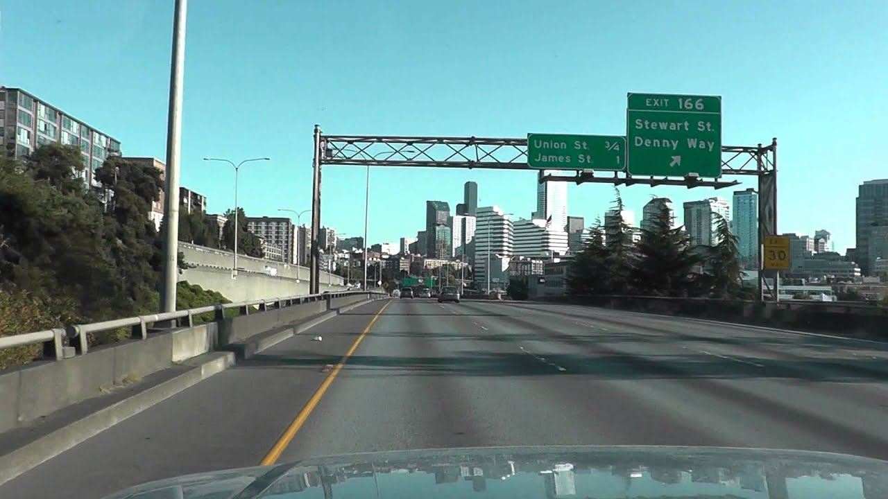 Driving through Seattle, WA on I-5