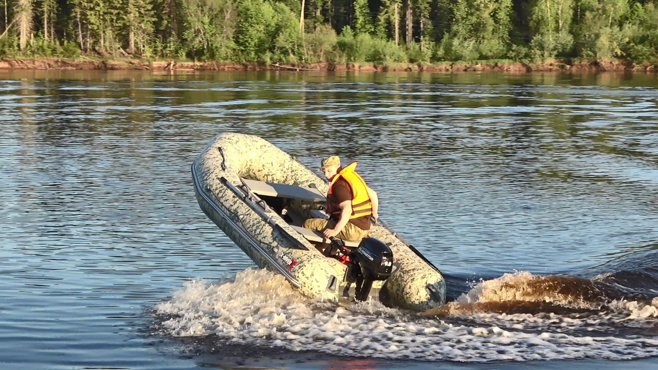 Лодка X-River Rocky 375 НДВД под мотором GLADIATOR G9.8FHS. Тяга мотора с грузом и без.