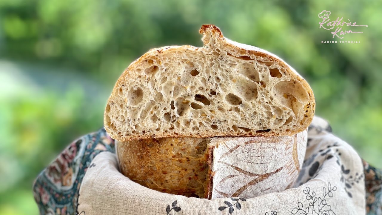 Flaxseed Sourdough ｜ Seeded Sourdough | Sourdough Bread 亚麻籽酸种面包 | 欧包