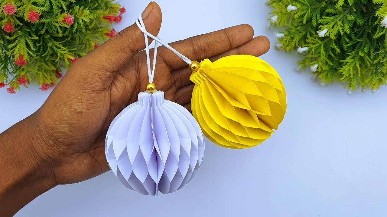 DIY Hanging Christmas Decoration Ornaments | DIY Xmas Crafts | Homemade Christmas Ball Out Of Paper