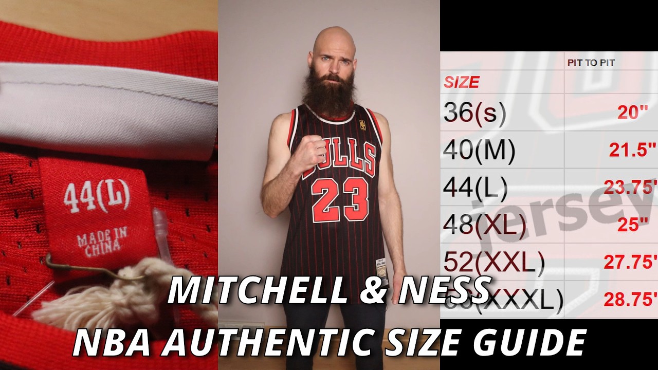Таблица размеров оригинальных баскетбольных маек Mitchell & Ness NBA - замеры в реальном времени