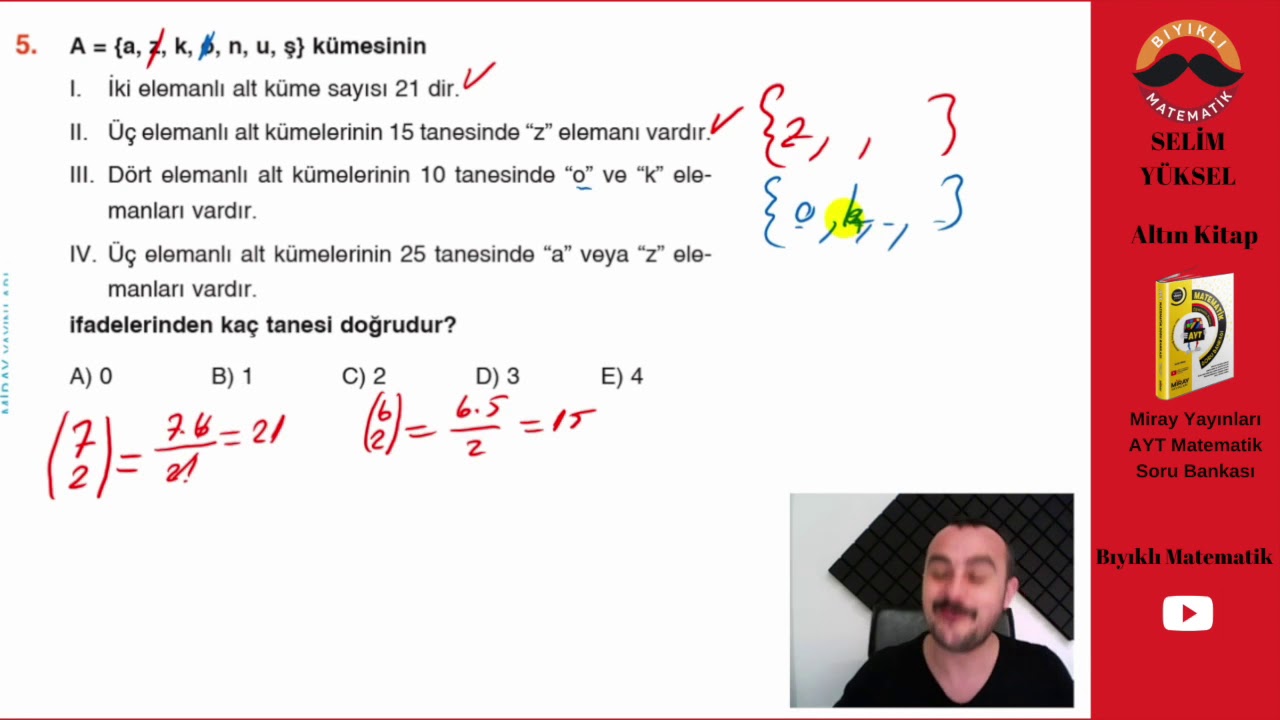 Kombinasyon 1 (Miray Yayınları AYT Soru Bankası Çözümleri)