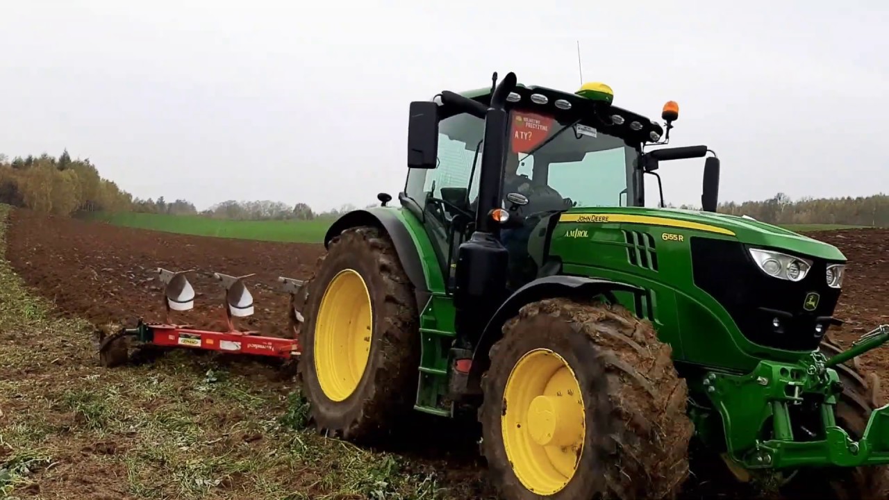 Testy john deere 6155R w dość ciężkiej orce AMROL