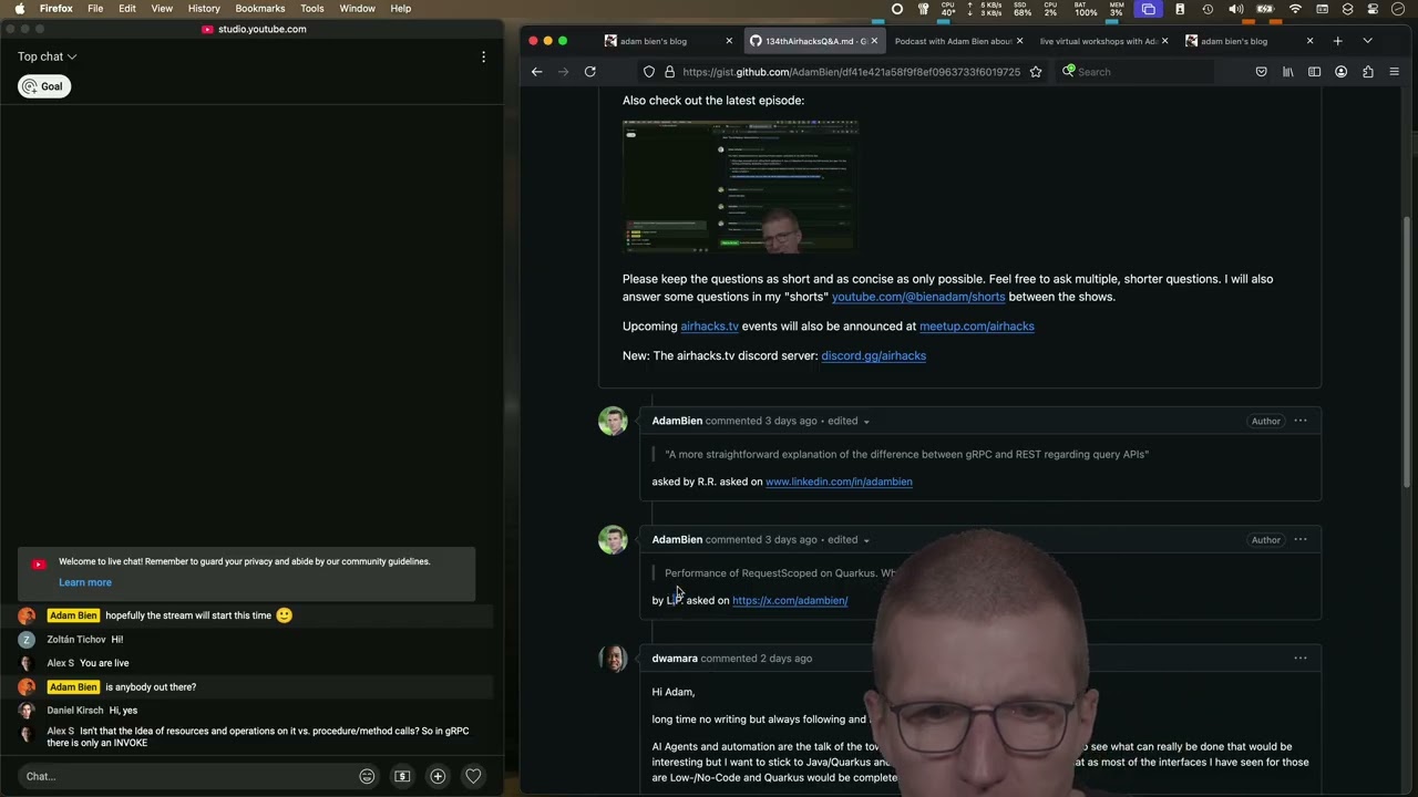 134th airhacks.tv:  gRPC vs. REST, Quarkus, AI, Performance, Vector DBs #airhacks #live