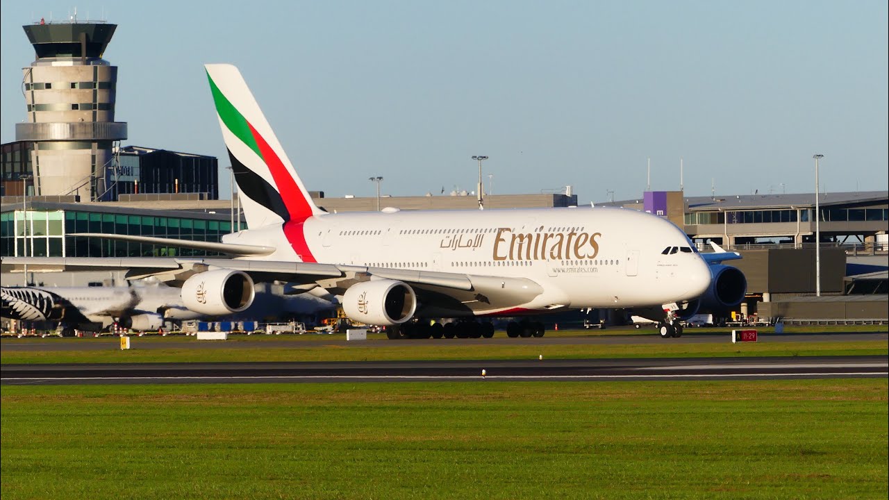 Christchurch Airport Welcomes Back The Emirates Airbus A380! (Water salute) Arrival And Departure
