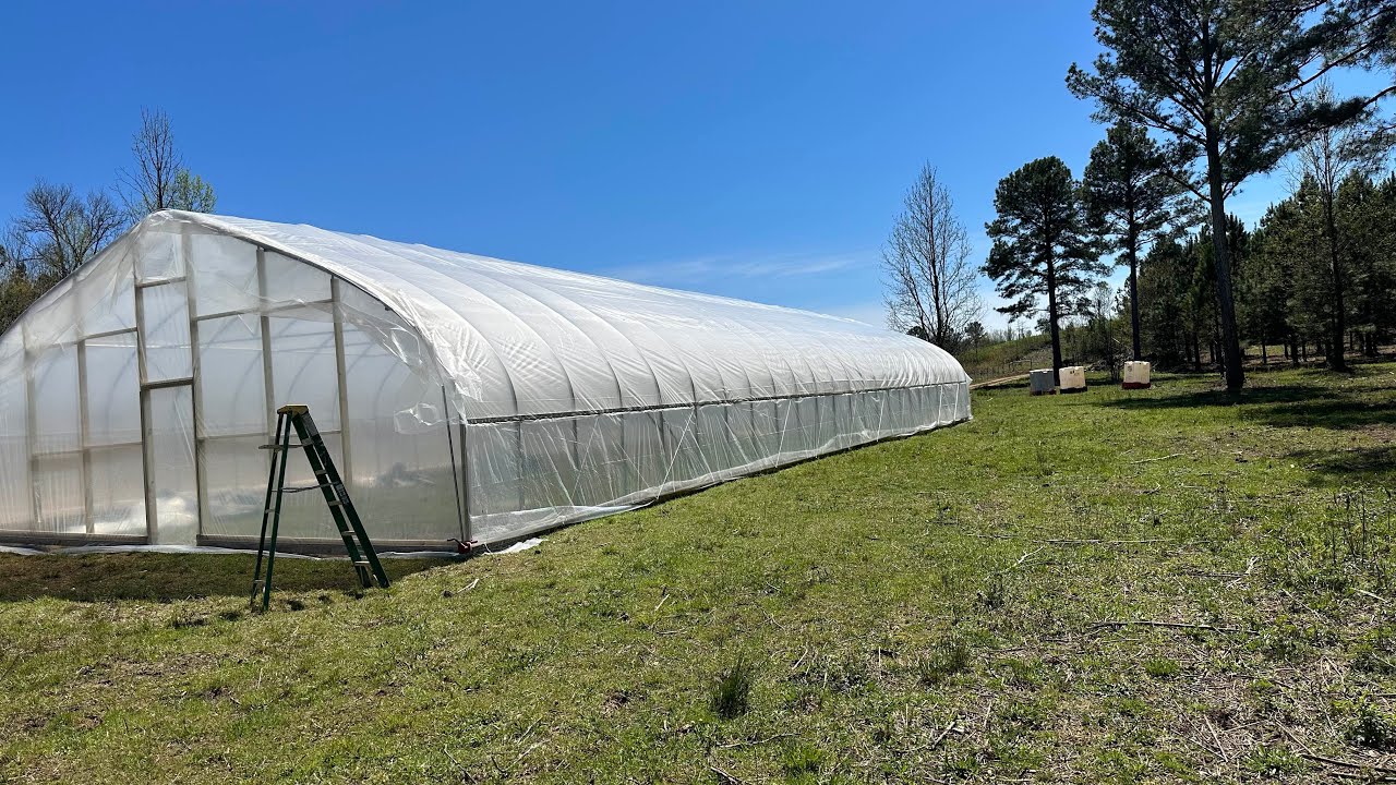 BIG DAY! Pulling 2 layers poly plastic on the High Tunnel(tennis ball method)@patchworxfarm
