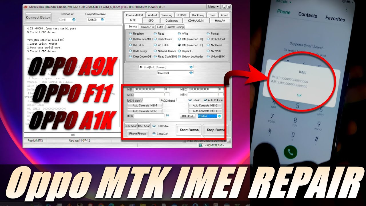 Oppo F11 IMEI Repair | Oppo A9X IMEI REPAIR | Miracle Thunder imei repair | new oppo imei repair
