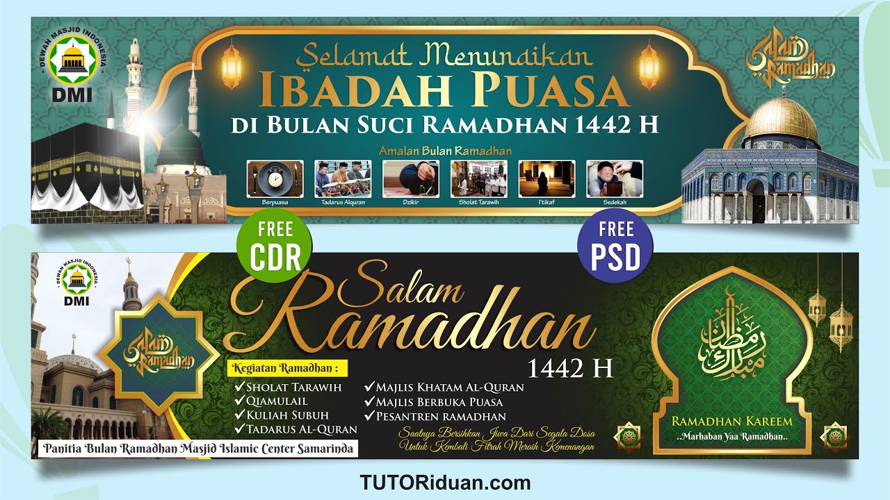 Cara Membuat Spanduk Ramadhan 1442 H Coreldraw & Photoshop - Banner Design Tutorial