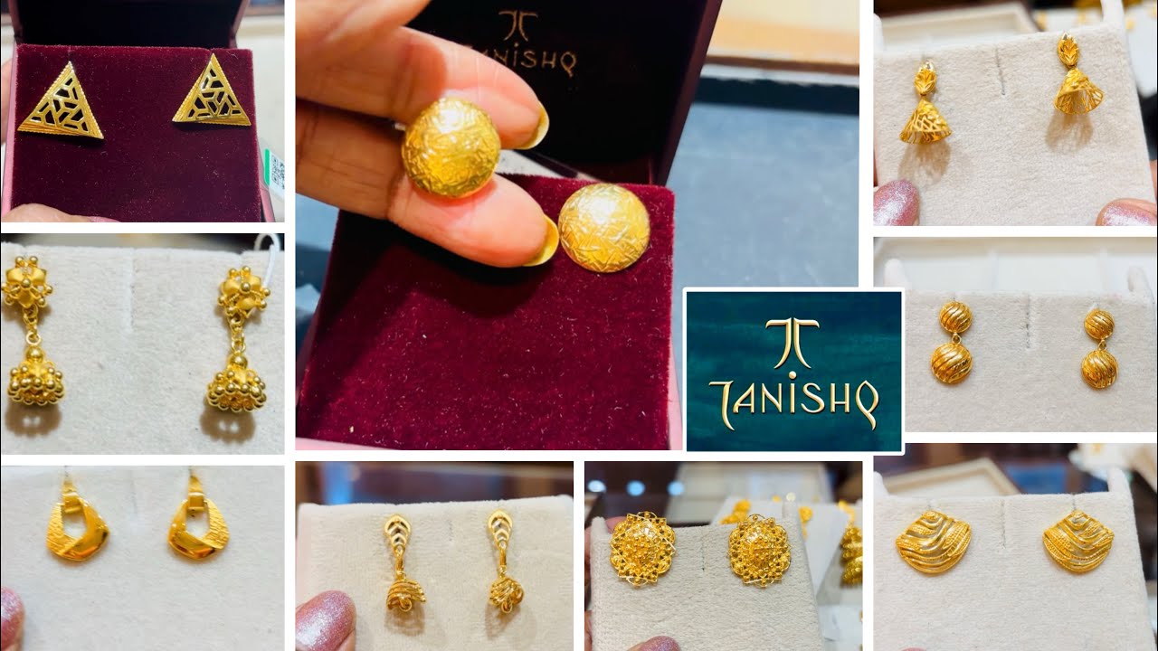 Tanishq Light weight gold earrings design with price | Tanishq 22kt gold earrings design | Tanishq 