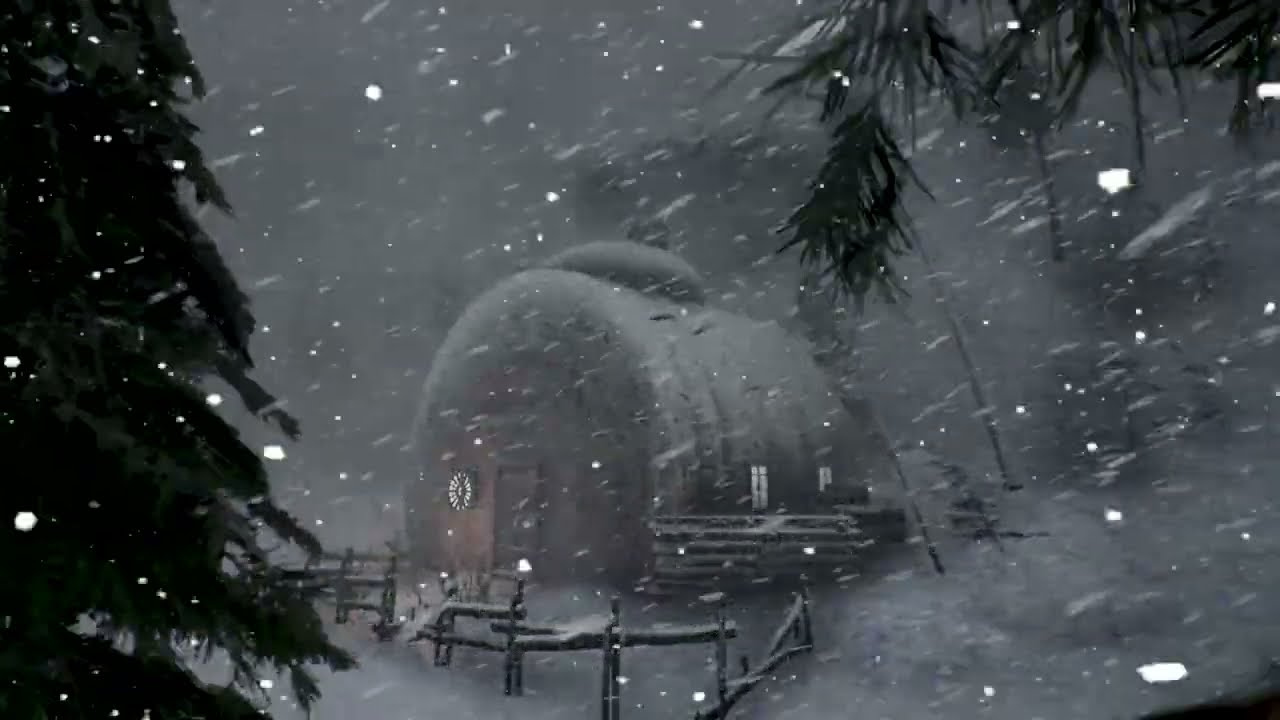 Relaxing Winter Storm: Howling Winds & Tranquil Snowfall