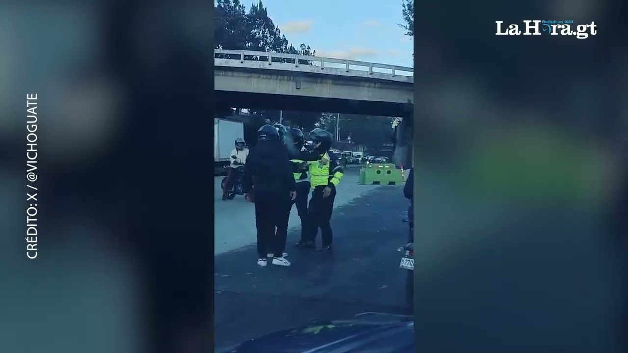 Motoristas agreden a agentes PM de Guatemala tras ser detenidos en carril exclusivo del Transmetro