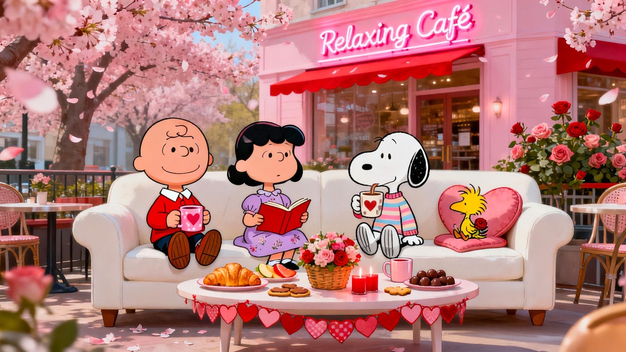 Snoopy & Friends at the Valentine Café 💖☕ Chill Lofi Music for Study & Relaxation