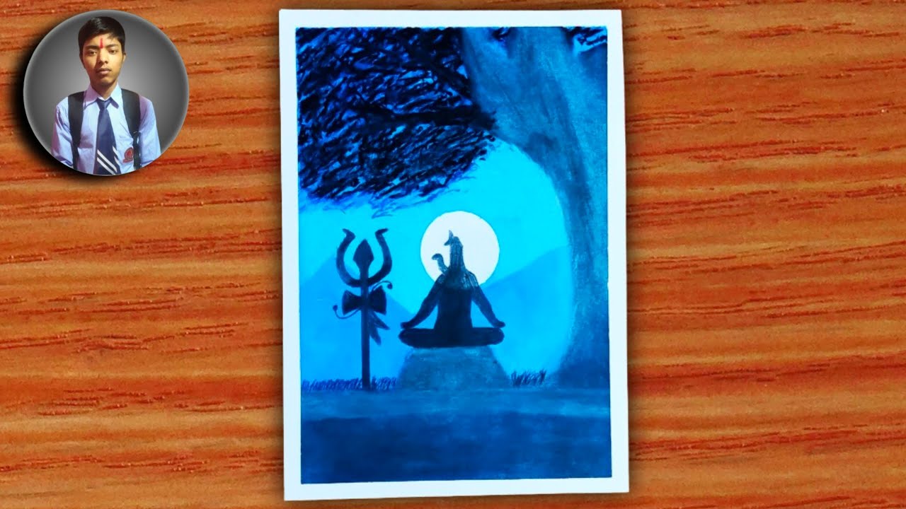 How to Draw Lord Shiva Drawing for Beautiful Maha Shivaratri With Oil Pastel Mahadev Drawing Scenery