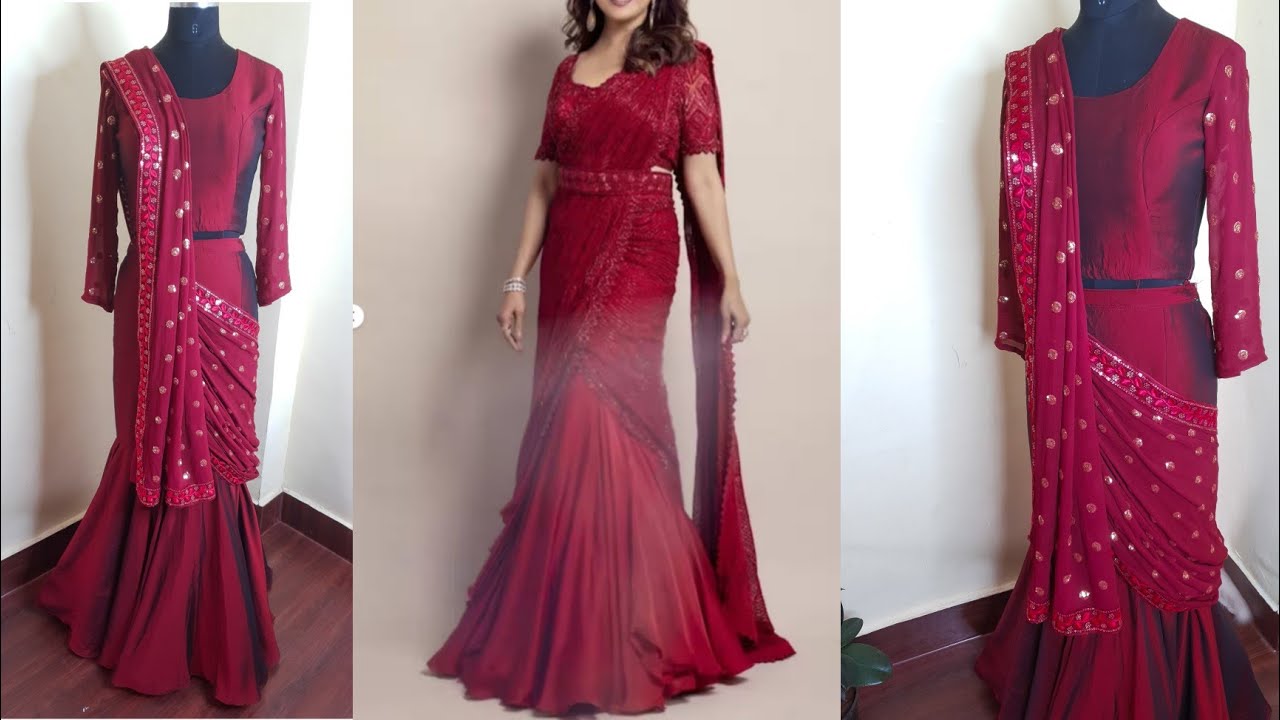 Ready made style saree cutting and stitching/ draping saree design cutting/draping saree