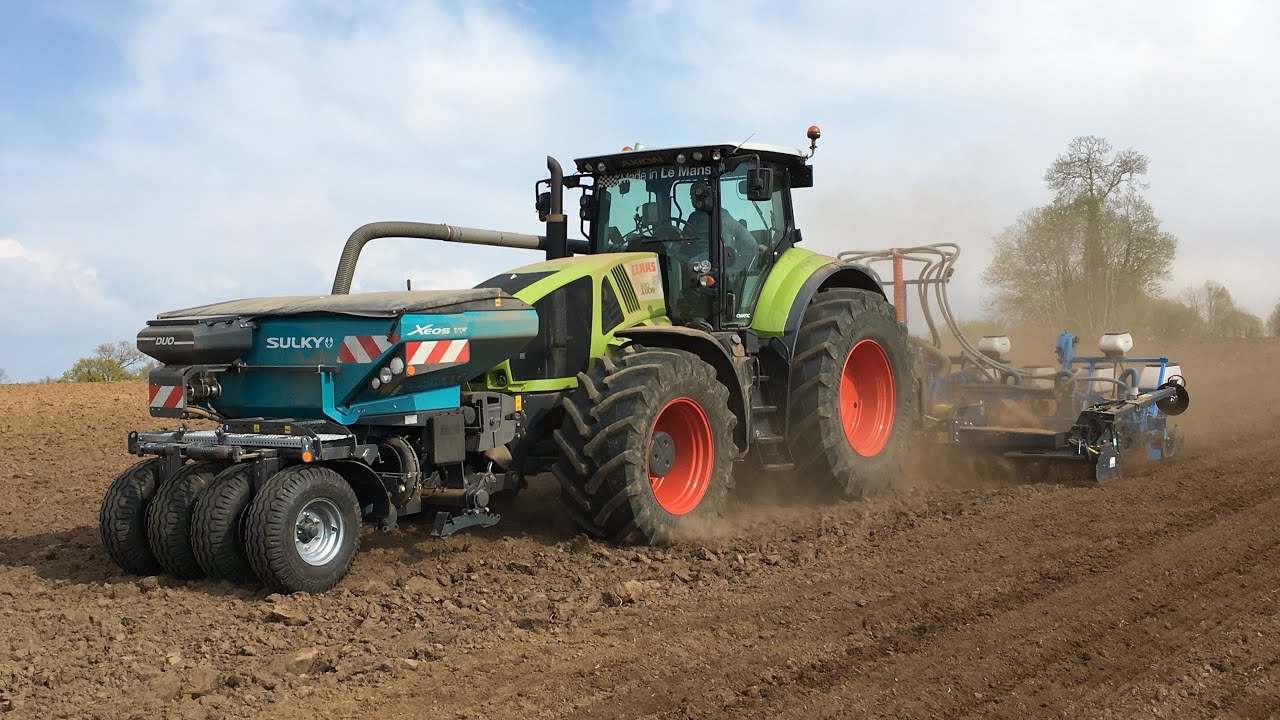 🔴NOUVEAU combiné 6m au semis de maïs 🔴🌽/claas axion 930/sulky/monosem