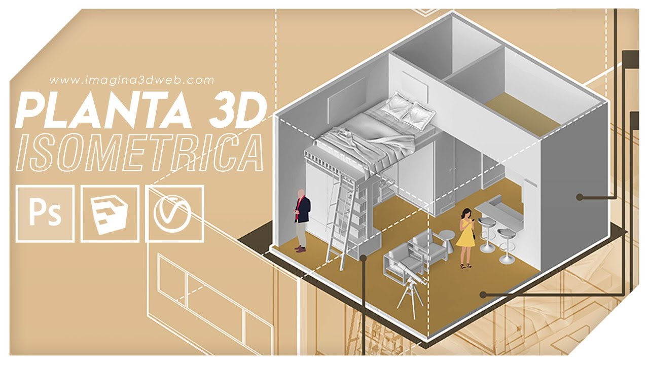 Como hacer Planta isométrica 3D  | Photoshop para arquitectos | Imagina 3D