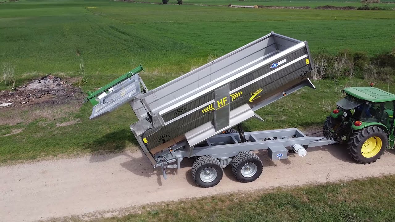 BAÑERA BASCULANTE TANDEM EN ACERO INOXIDABLE CON COSTILLA CENTRAL (Remolques Agrícolas HF)