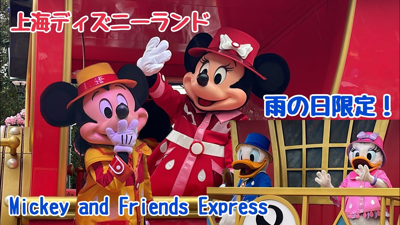 レインコートが可愛い♡雨の日限定パレード  イン＆アウト収録【上海ディズニー】