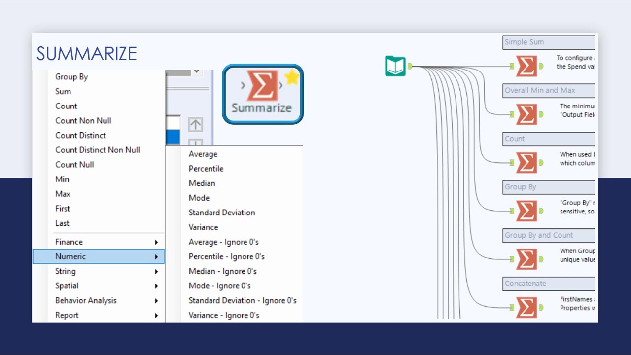 Alteryx Summarize Tool Demonstration