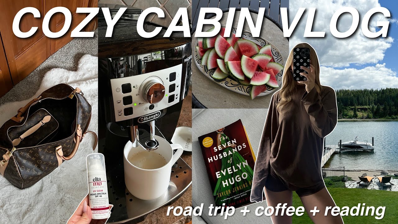 COZY CABIN VLOG 🧸 road trip, coffee shops, reading & relaxing!
