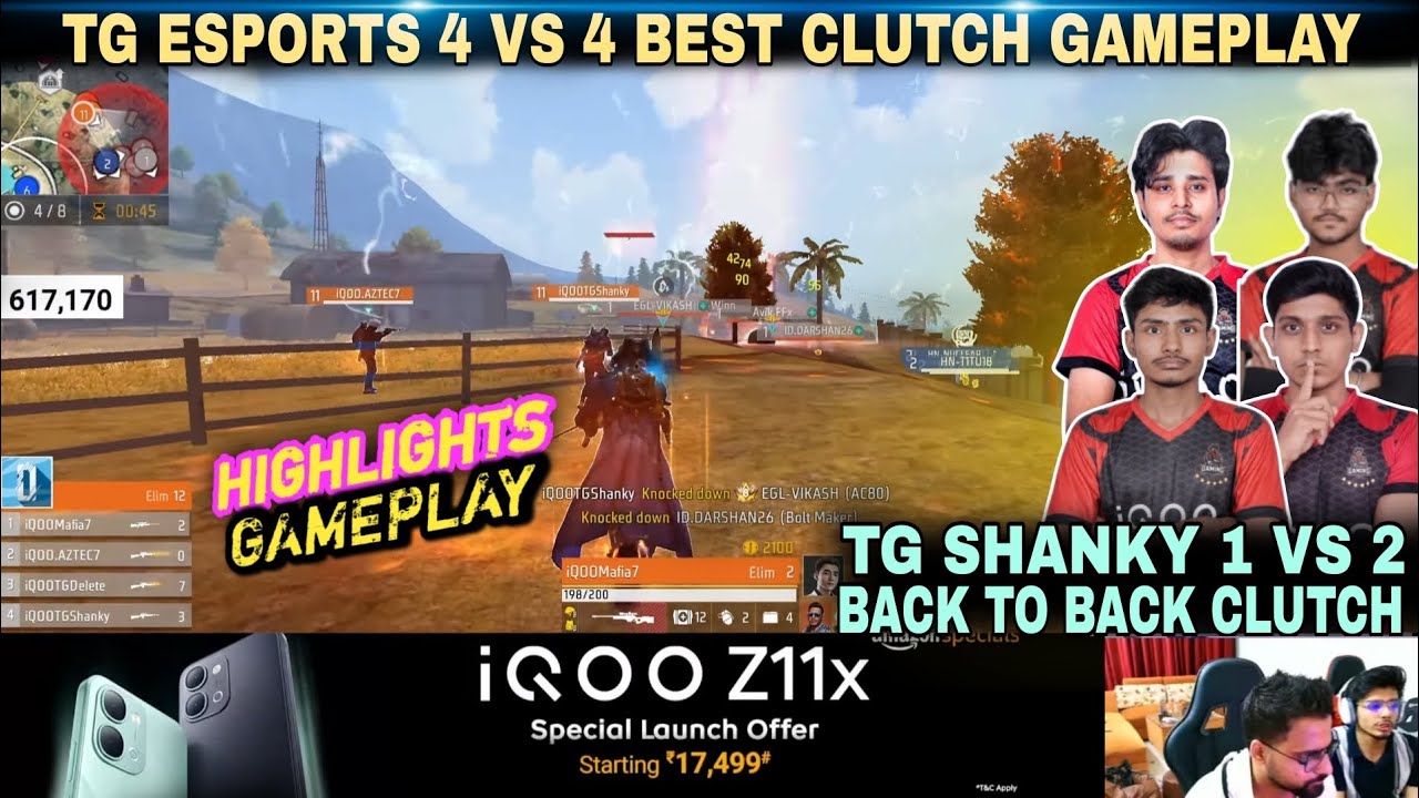 TG SHANKY BACK TO BACK CLUTCH 😲| TG ESPORTS 4 VS 4 CLUTCH GAMEPLAY 😱| BEST SNIPER GAMEPLAY 