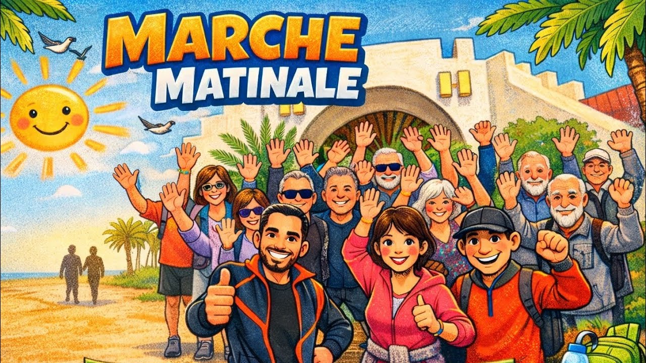 Marche matinale en groupe au Welcome Meridiana à Djerba! 