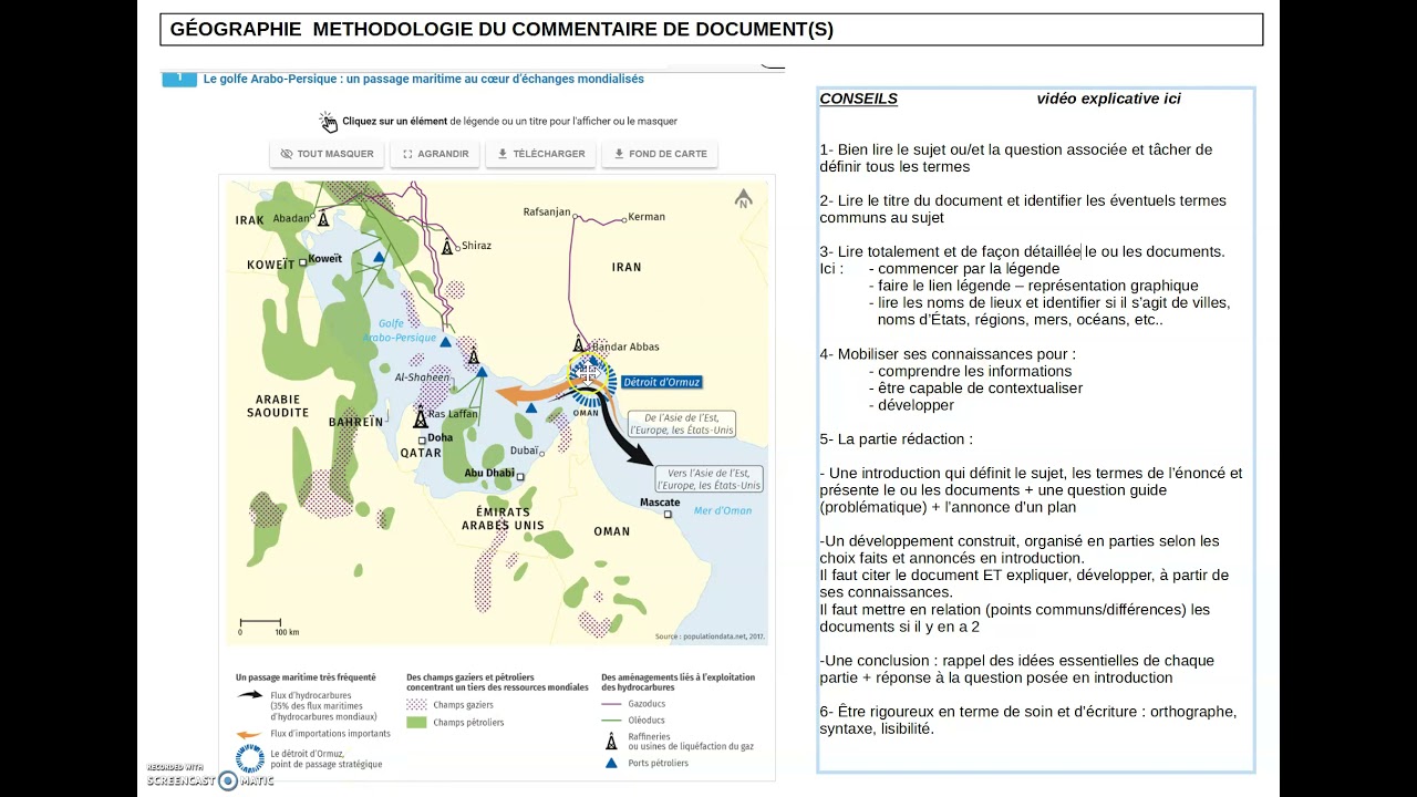 Méthodologie commentaire de document géographie carte