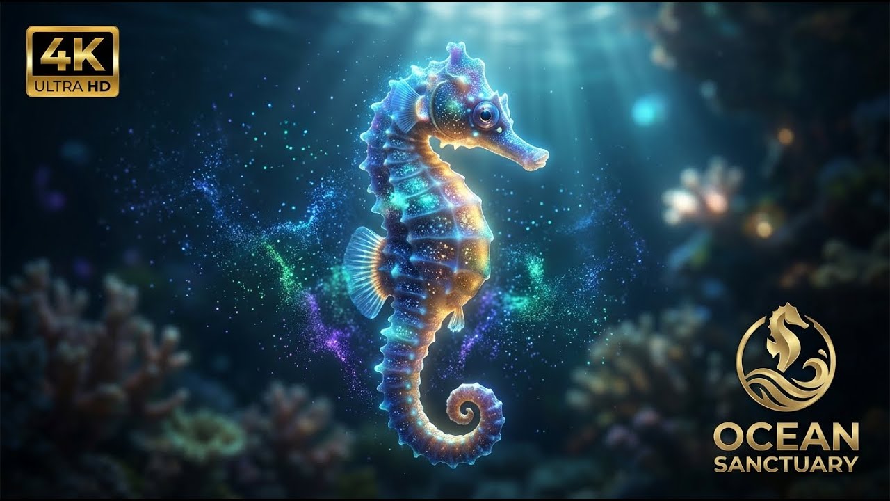 The Gleaming Seahorse's Epic Voyage Through Bioluminescent Blooms | 4K Ocean Sanctuary