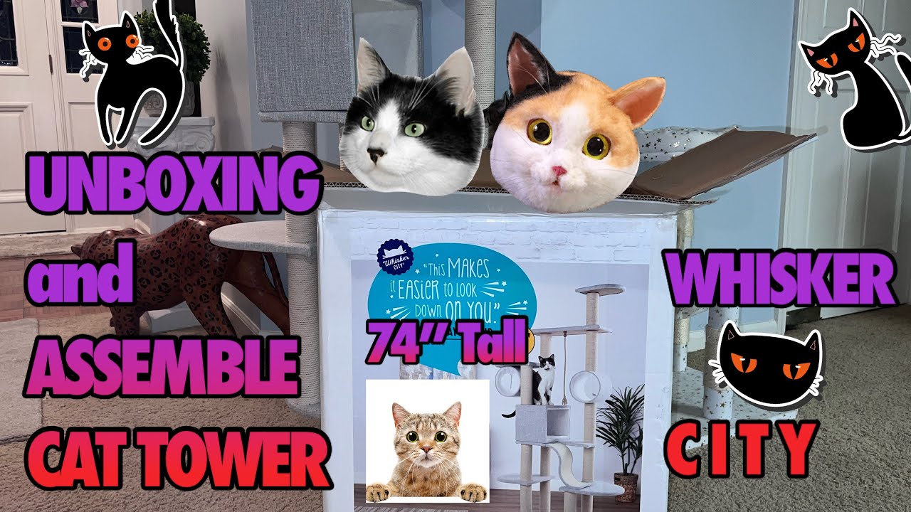 UNBOXING CAT TOWER 74&rdquo; WHISKER CITY #diy #cat #unboxing #cattower #feline #review