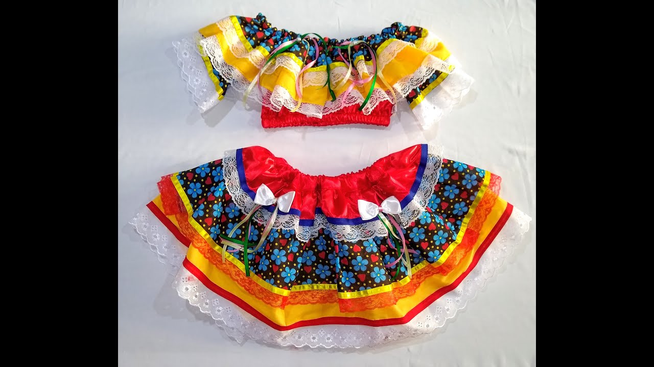 Saia e Top Ciganinha para Quadrilha/modelagem gratuita