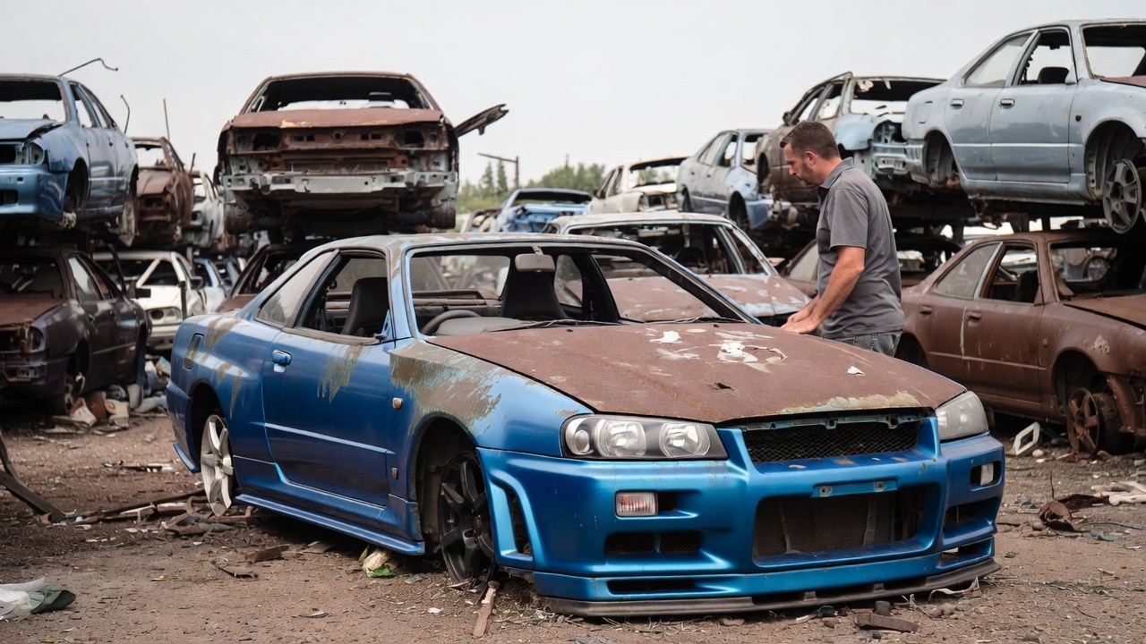 ASMR Car Restoration Full Rebuild of Blue Nissan Skyline GT R R34 1999 from Abandoned Condition to L