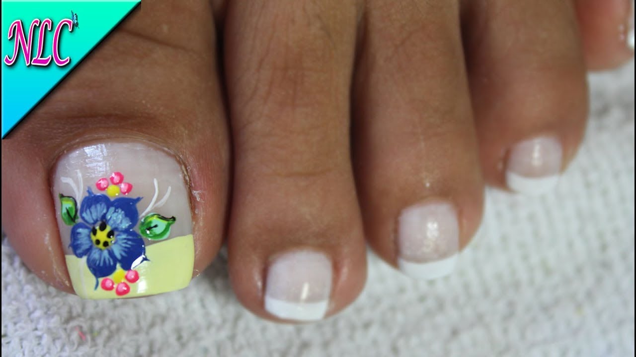 DECORACIÓN DE UÑAS PARA PIES FLOR Y FRANCÉS♥ - FLOWERS NAIL ART - FRENCH NAIL ART - NLC