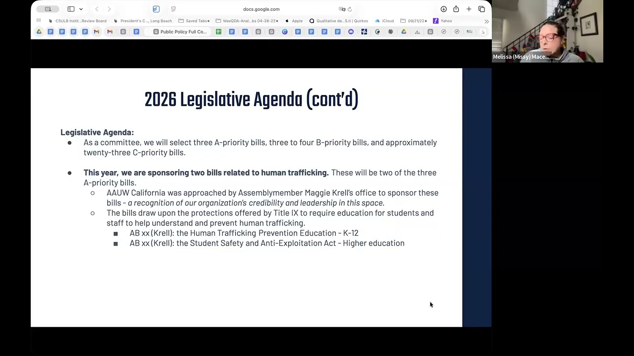 AAUW California Public Policy Full Committee Meeting   January 23, 2026