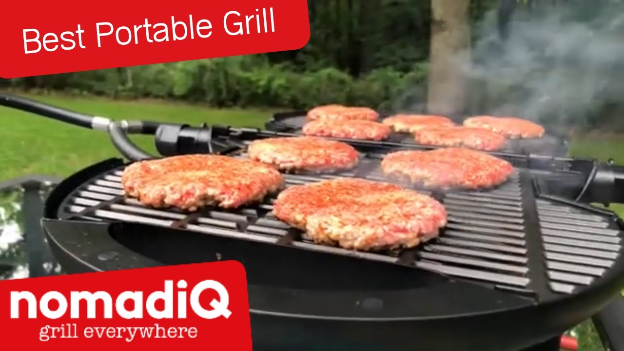 Grilling Burgers on the NomadiQ Portable Propane Grill