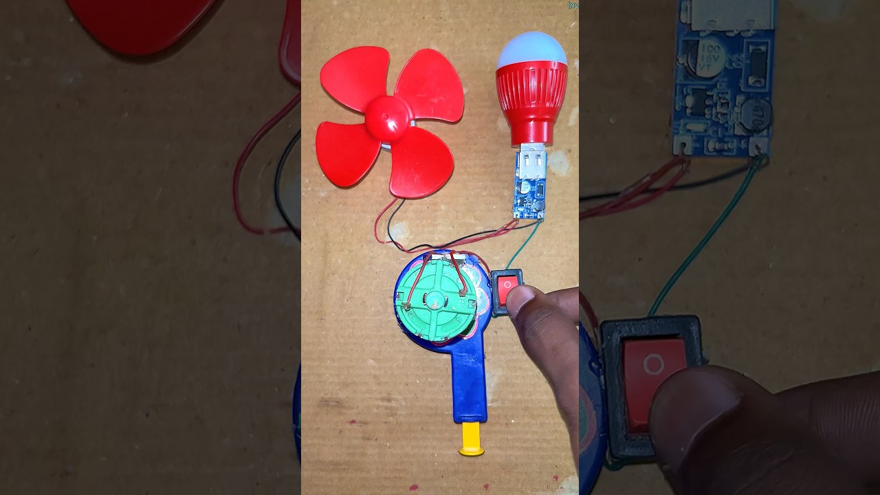 How I Powered a Mini Fan and Mini LED Bulb with My Hand using toy #scienceproject #ideas  #diy #tech