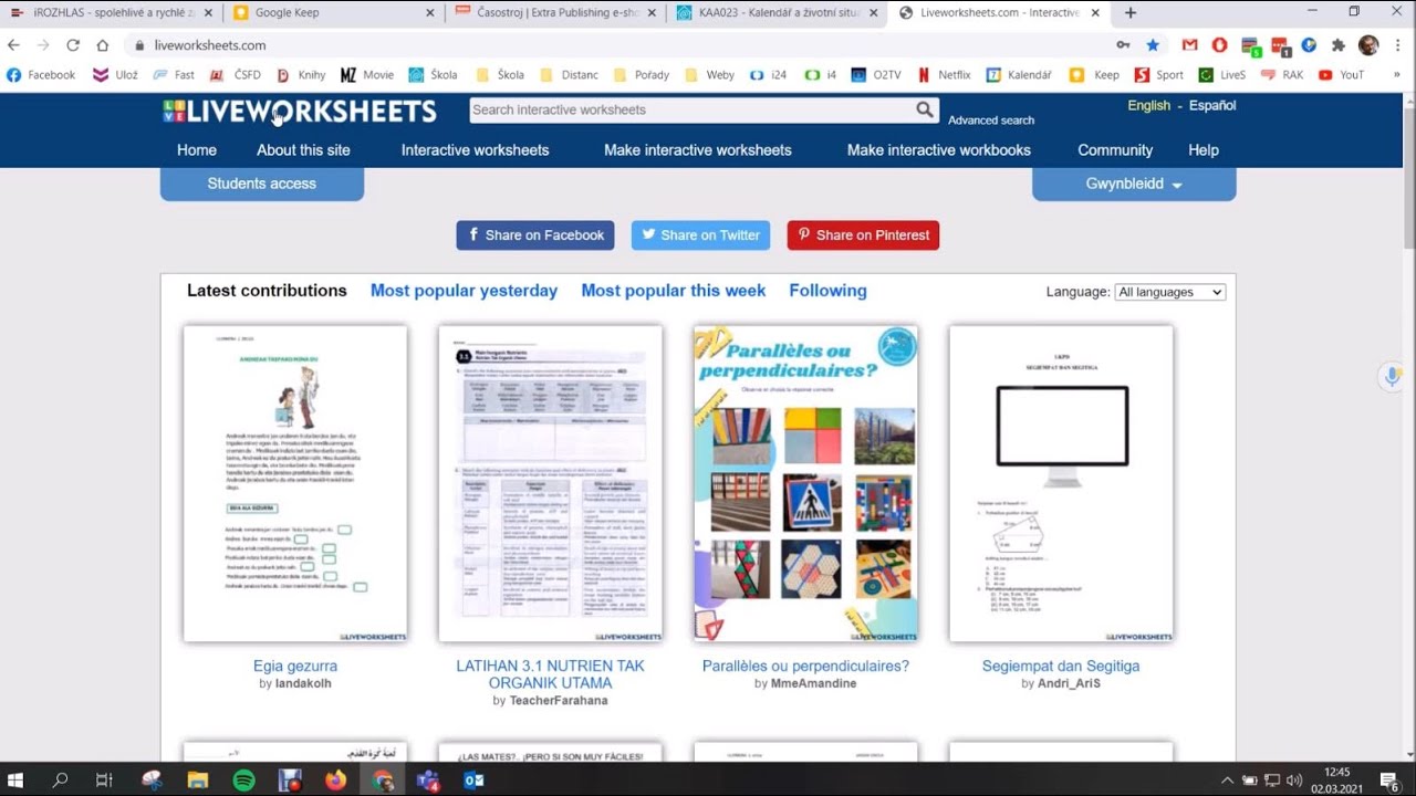 Liveworksheets - interaktivní pracovní listy - návod pro učitele