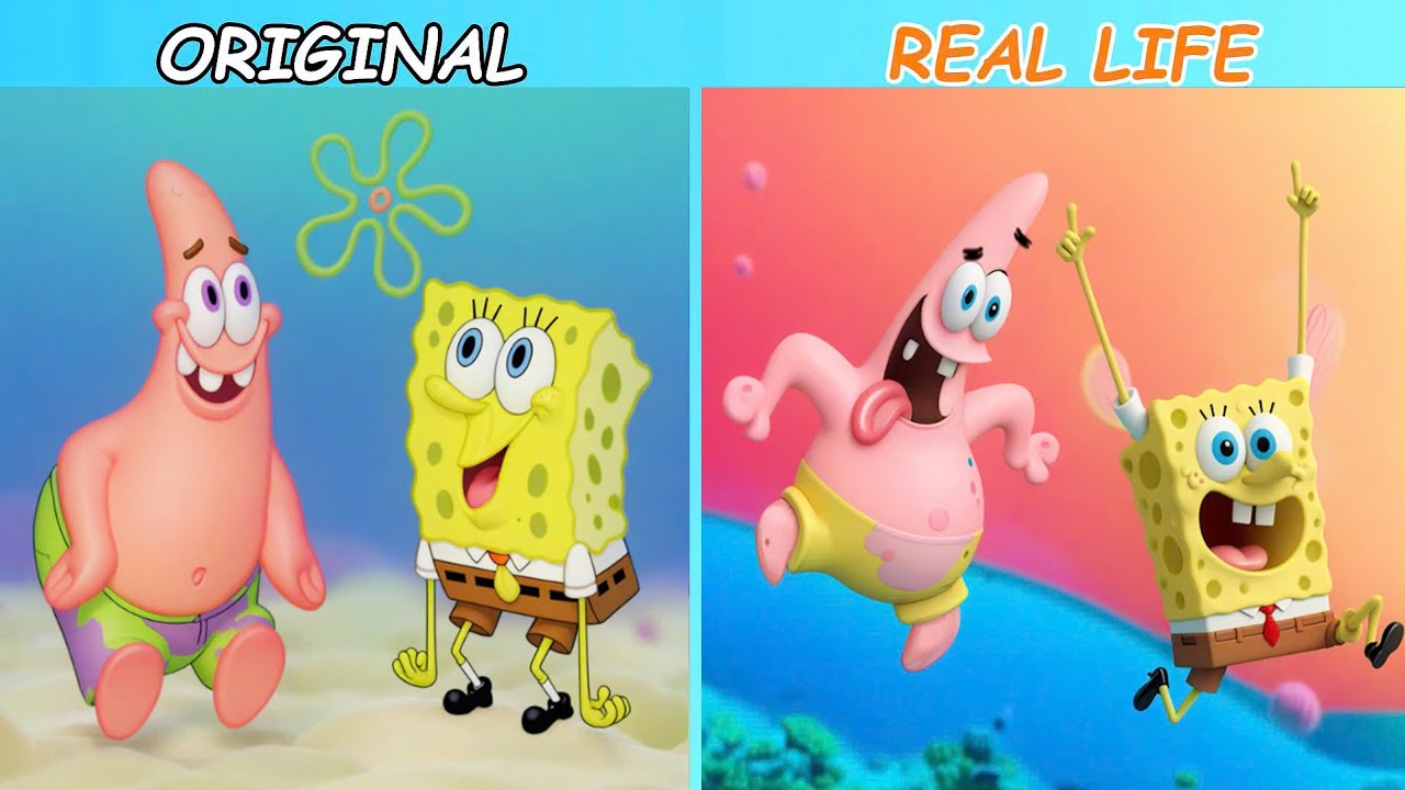 SpongeBob Happy | SpongeBob Original vs Real life | SpongeBob Animation #animation #spongebob