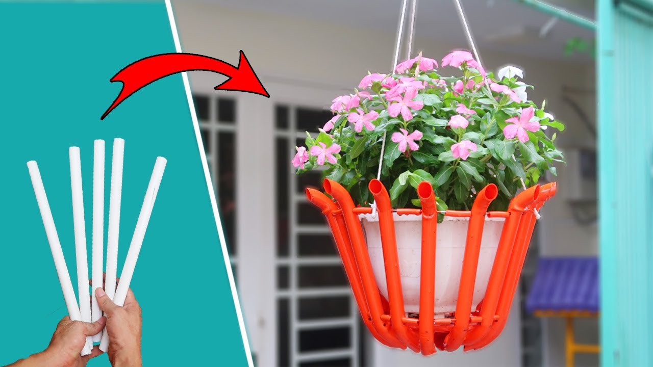 Brilliant idea! Recycling PVC Pipes into Beautiful Hanging Planter Pot