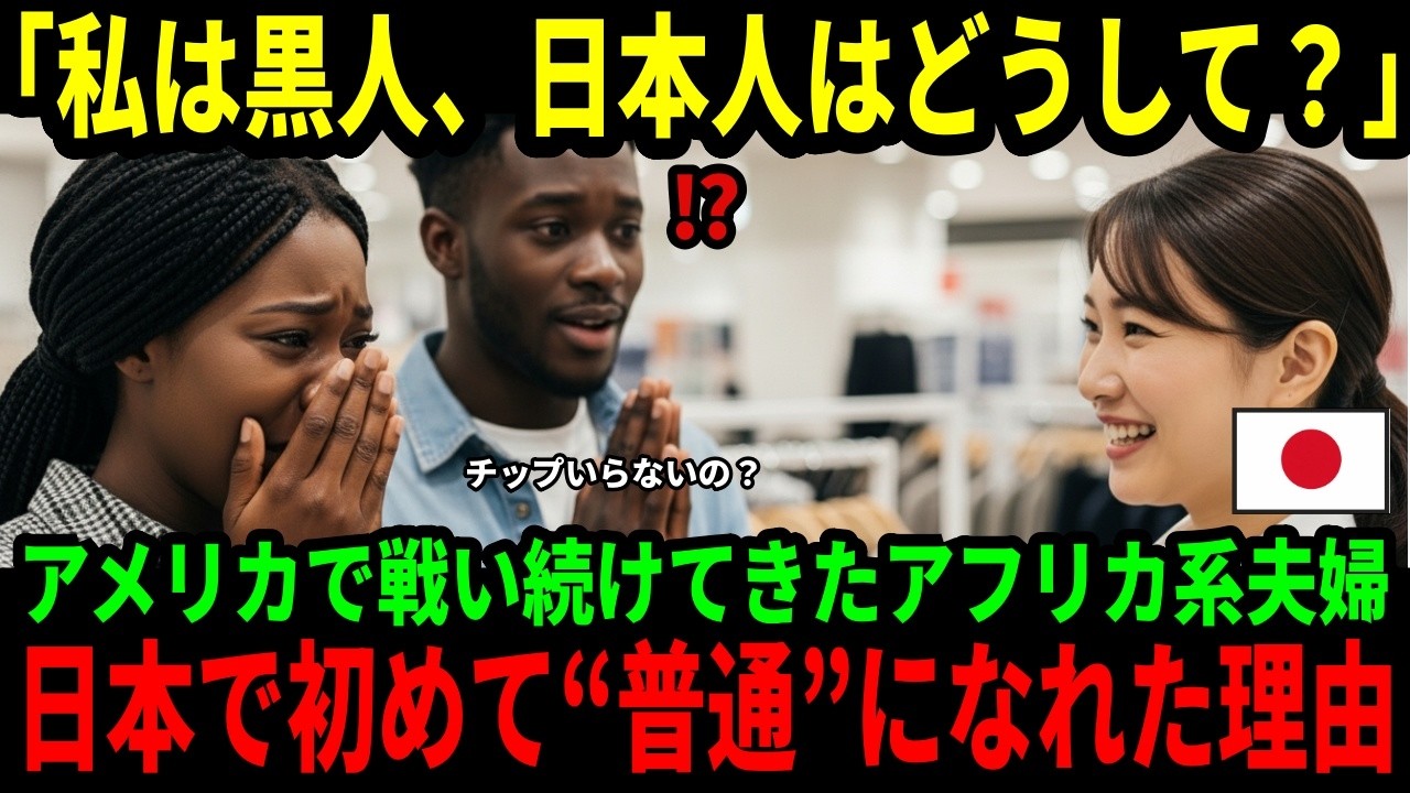 【海外の反応】日本の店員の「一言」で黒人女性が号泣した理由/日本の『おもてなし』が黒人夫婦の心を動かした