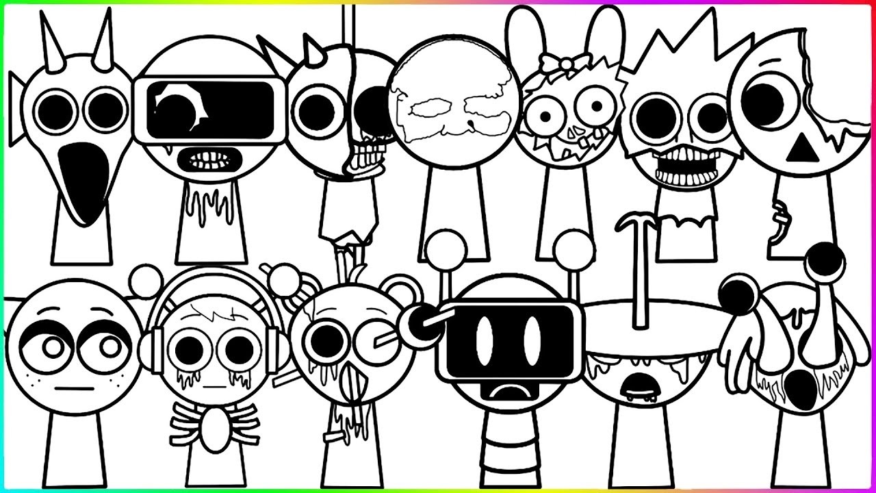 Новые раскраски / Спрунки из Incredibox / Как раскрасить Спрунки в режиме ужасов