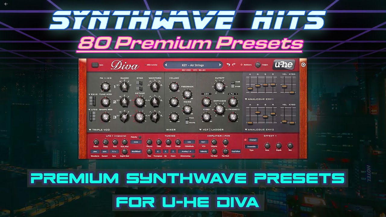 Diva Top Presets for Synthwave [Synthwave Hits 80 Sounds Bank]