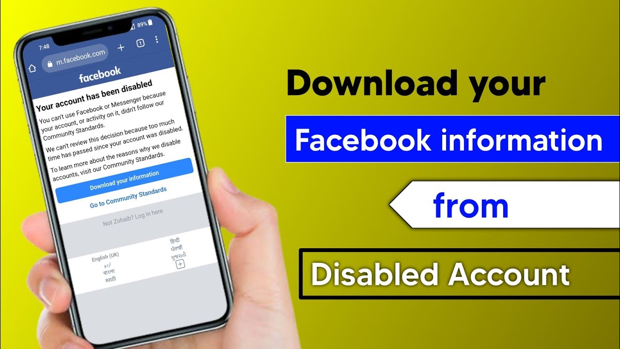 How to download information from disabled facebook account | Download your facebook information