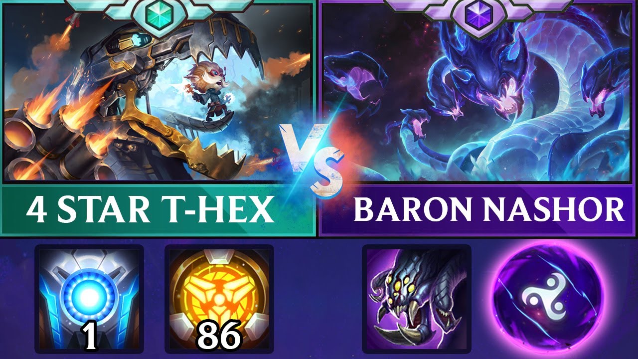 4 Star T-Hex vs Baron Nashor | ft. 3 Star Heimerdinger 6 Piltover | TFT Set 9