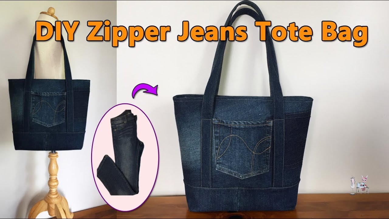 DIY ZIPPER JEANS TOTE BAG | DIY BAG | RYCYCLE OLD JEANS | BAG OUT OF OLD JEANS | BAG SEWING TUTORIAL