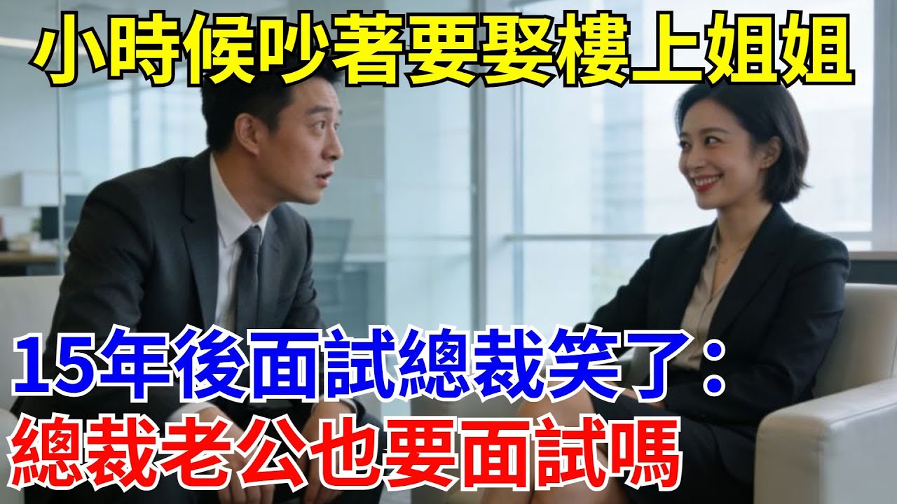 小時候吵著要娶樓上姐姐，15年後面試總裁笑了：總裁老公也要面試嗎？#原創#情感#情感故事#故事#爽文#奇聞#為人處世#生活經驗