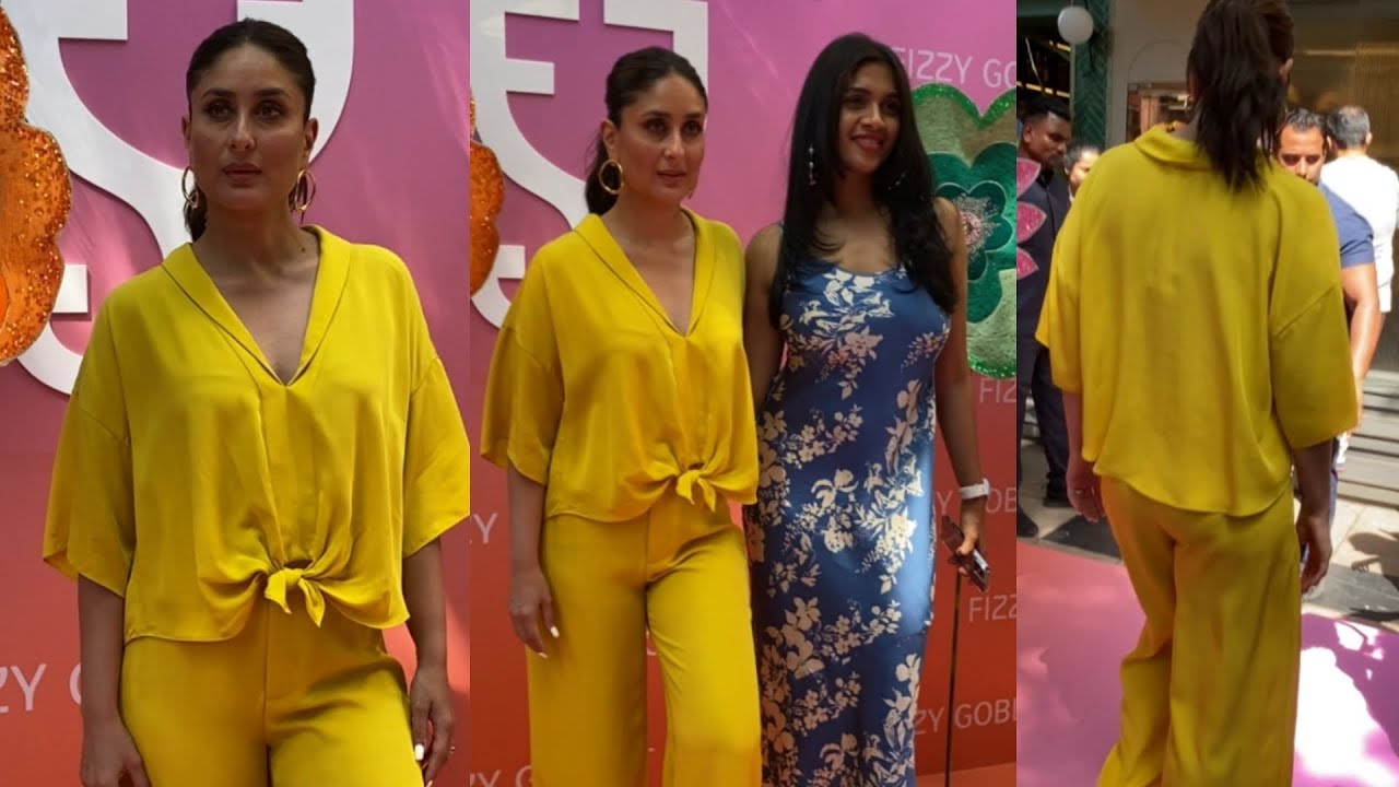 Kareena Kapoor Khan New Look in yellow Outfit at Fizzy Goblet Unveiling spring Summer Collection